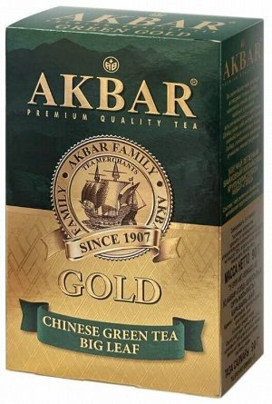 Чай Акбар ГРИН ГОЛД зелен.лист.байх, крупнол. 90гр  к/к