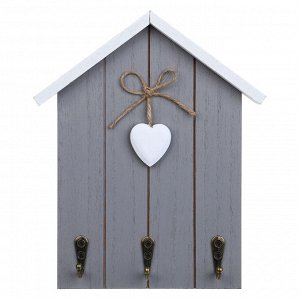 Ключница открытого типа на 3 крючка, 21x17,5x3 см, МДФ, серый, бежевый