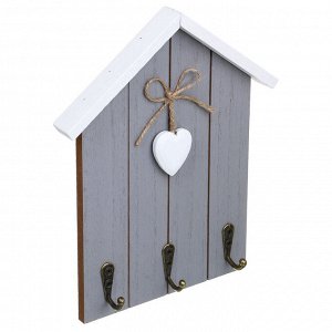 Ключница открытого типа на 3 крючка, 21x17,5x3 см, МДФ, серый, бежевый