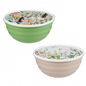 Миска Latina 3,2л с крышкой, с декором, пластик, 2 цвета