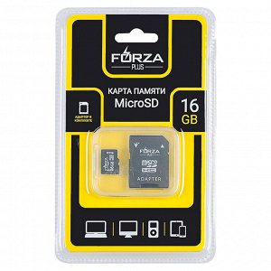 FORZA Карта с адаптером, SMART, Micro SD, 16Гб, 10класс
