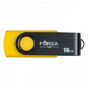 FORZA Флеш-карта, 16гб, 6 класс, матовое покрытие, блистер, пластик, черный/желтый