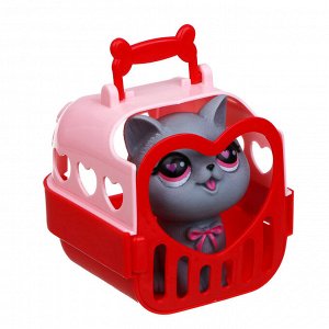 ИГРОЛЕНД Питомец в переноске, PP, ABS, 8х9х9 см 3 дизайна