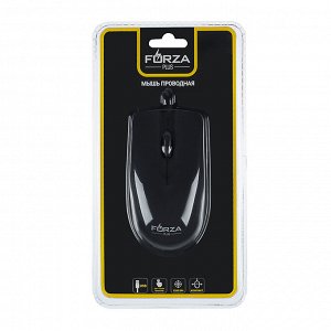 FORZA Компьютерная мышь проводная Compact, 1200DPI, Soft Touch, USB, каб. 160см, чёрный
