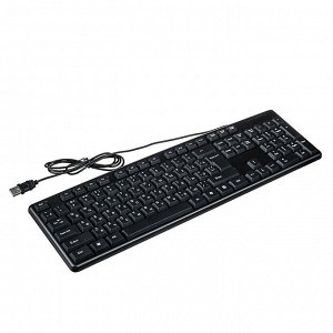Первая цена Клавиатура проводная мембранная Optima 104кл.,белая кириллица, USB, каб. 140см, черный