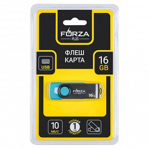 FORZA Флеш-карта, 16гб, 6 класс, матовое покрытие, блистер, пластик, черный/синий