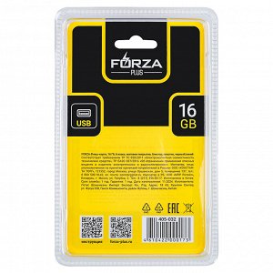 FORZA Флеш-карта, 16гб, 6 класс, матовое покрытие, блистер, пластик, черный/синий