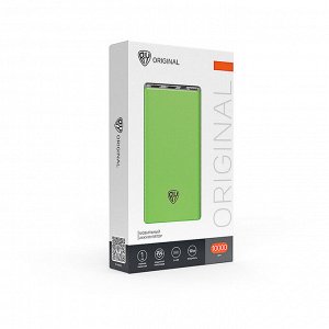 BY Аккумулятор мобильный, 10000мАч, 2А, 2хUSB-A, 1xType-C, 1xMicro-USB, ребристый, зелёный
