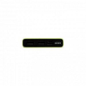 BY Аккумулятор мобильный, 10000мАч, 2А, 2хUSB-A, 1xType-C, 1xMicro-USB, ребристый, зелёный