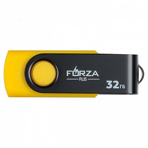 FORZA Флеш-карта, 32гб, 6 класс, матовое покрытие, блистер, пластик, черный/желтый