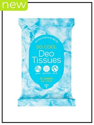 Prreti Салфетки влажные дезодорирующие с охлаждающим эффектом Wet Wipes Socool Deo Tissues, 15 шт