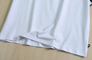 Футболка хлопковая с круглым вырезом и принтом, белый