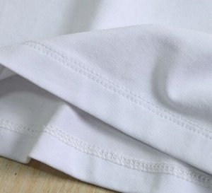 Футболка хлопковая с круглым вырезом и принтом, белый