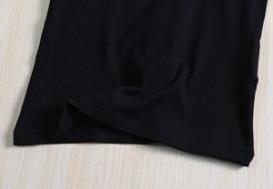Комплект из 2-х хлопковых топов в рубчик на бретельках, белый/черный