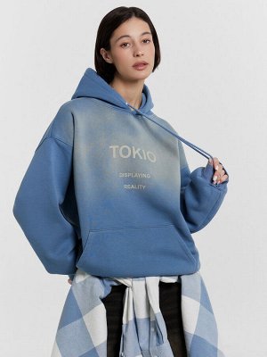 Худи женское голубое с надписью "Тokio"
