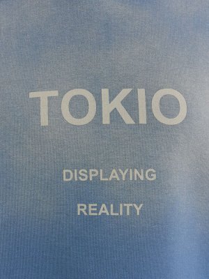 Худи женское голубое с надписью "Тokio"