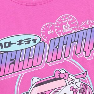 Футболка хлопковая укороченная с круглым вырезом и мультяшным принтом, розовый