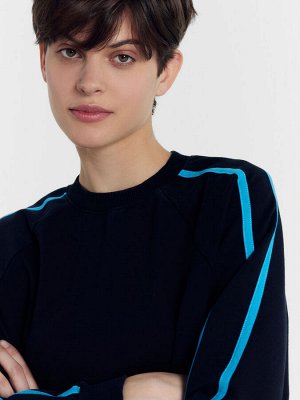 Комплект женский (джемпер, брюки) черный с голубыми лампасами