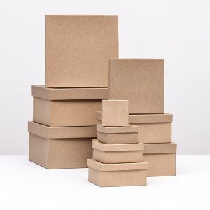 Набор коробок квадратных 10 в 1 крафт,24.5x24.5x11.5 - 6.5x6.5x4 см.