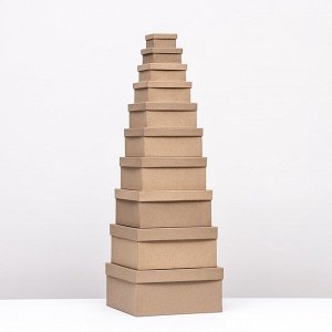 Набор коробок квадратных 10 в 1 крафт,24.5x24.5x11.5 - 6.5x6.5x4 см.