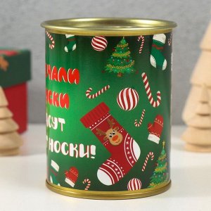 Носки мужские черные в банке «От печали и тоски спасут вот эти носки»