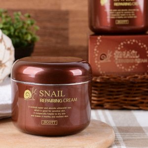 Jigott Восстанавливающий крем для лица с муцином улитки / Snail Reparing Cream, 100 мл