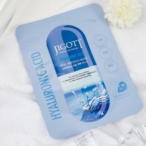 Jigott Ампульная тканевая маска с гиалуроновой кислотой / Hyaluronic Acid Real Ampoule Mask, 27 мл