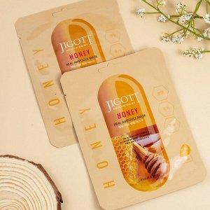 Jigott Ампульная тканевая маска с прополисом и мёдом / Honey Real Ampoule Mask, 27 мл