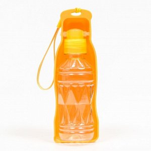 Автопоилка прогулочная с фигурной бутылочкой, 250 мл, жёлтая   7429329