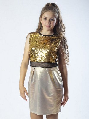 Платье прилегающего силуэта  Цвет:золотой/черный
