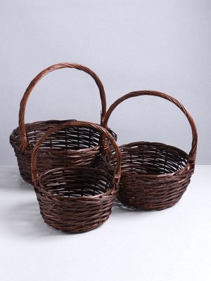 Набор корзин плетёных 3 шт., 38x16x40/32x13x35/26x12x30 см, ива