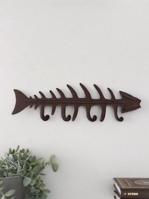 Настенные крючки декоративные «Рыбий скелет», чугун, 11x32.5x2.5 см