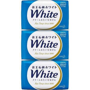 Натуральное увлажняющее туалетное мыло "White" со скваланом (нежный аромат цветочного мыла) 85 г х 3 шт. / 40