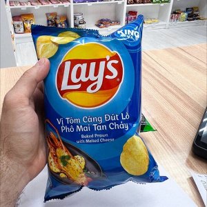 Lay's Baked Prawn with Melted Cheese 54g - Лейс запеченные креветки с плавленым сыром