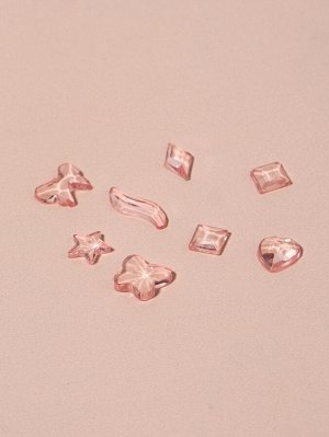 Фигурки для декора, объёмные, розовые, полупрозрачные