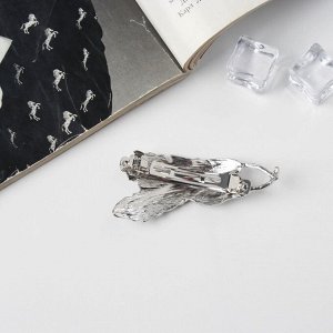 Заколка - автомат для волос «Либерти», перья, 7 см, серебро