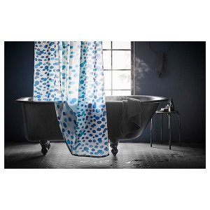 Штора для ванной, белый/синий, 180x200 см