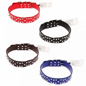 "Пэт тойс (Pet toys)" Ошейник для собаки "Шипы, клепки" 3,9х68см, металлическая застежка, под кожу, металл декор, на картоне, цвета в ассортименте: красный, синий, черный, темно-коричневый (Китай)