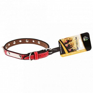 "Пэт тойс (Pet toys)" Ошейник для собаки "Шипы, следы" 1,4х38см, металлическая застежка, под кожу, металл декор, на картоне, цвета в ассортименте: красный, серый, голубой, желтый (Китай)