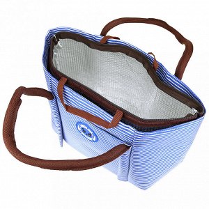 "Lunch bag" Сумка обеденная 26х13,5х22см (34см с ручками), полиэстер, на подкладке, внутренний карман на молнии, наружный карман, сумка-вставка 24х11,5х21см термоизоляция на молнии, синий (Китай)