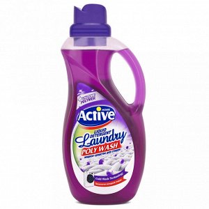 Гель для стирки белья "Active" 1,5л, 12х9х28см, концентрат, универсальный, технология холодной стирки, "Poly Wash" Лаванда, Purple (Иран)