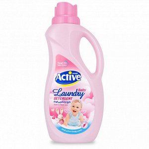 Гель для стирки детского белья "Active" 1,5л, 14х9х29см, универсальный, без запаха, гипоаллергенный, "Для девочек", Pink (Иран)