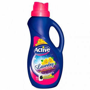 Гель для стирки белья "Active" 1,5л, 12х9х28см, концентрат, универсальный, гипоаллергенный, "Clean Breeze" Степные цветы, Pink (Иран)