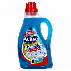 Гель для стирки белья "Active" 2,5л, 17х10х32см, концентрат, универсальный, технология холодной стирки, "Poly Wash" Свежесть моря, Blue (Иран)