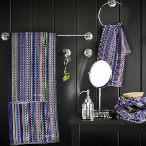 "Missoni-3004" Полотенце махровое 34х78см, плотность 375гр/м2, 100% хлопок, велюр, сиреневый, Bolangde (Китай)