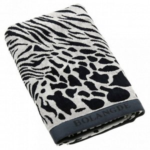 "Missoni-3023" Полотенце махровое 34х78см, плотность 375гр/м2, 100% хлопок, велюр, черный, Bolangde (Китай)