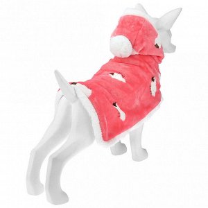 "Пэт тойс (Pet toys)" Одежда для собаки "Накидка на меху" "Овечка" с капюшоном, с помпоном, на кнопках, р-р L, длина спинки 40см/обхват шеи 40-44см, цвет-розовый, флис/искусственный мех (100% полиэсте