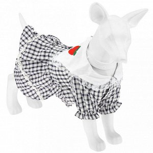 "Пэт тойс (Pet toys)" Одежда для собаки "Платье" с вышивкой, с кружевом, на кнопках р-р 2XL, длина спинки 40см/обхват груди 46см/обхват шеи 34см, цвет-синий, 100% полиэстер (Китай)