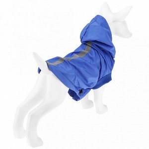 "Пэт тойс (Pet toys)" Одежда для собаки "Плащ" с капюшоном, на липучке, светоотражающая полоска, р-р L, длина спинки 30см/обхват груди 44см/обхват шеи 32см, цвет-синий, плащевка (Китай)