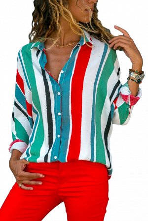 Удлиненная рубашка с узором из ярких разноцветных полос